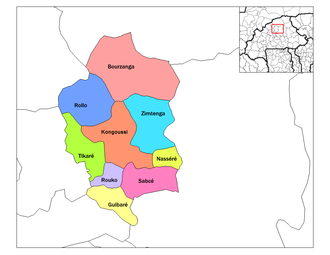 Location of the 9 departments (or communes) in Bam Province. Bam departments.png