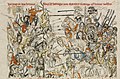 La battaglia di Legnica del 1241. Illustrazione tratta da un manoscritto medievale della leggenda di Edvige