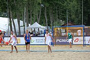 Deutsch: Beachhandball Europameisterschaften 2019 (Beach handball Euro); Tag 3: 4. Juli 2019 – Männer, Platzierungsrunde Gruppe IV, Schweden-Nordmazedonien 2:0 (20:10, 32:15) English: Beach handball Euro; Day 3: 4 July 2019 – Men Consolation Round Group IV – Sweden-North Macedonia 2:0 (20:10, 32:15)