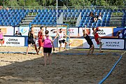 Deutsch: Beachhandball Europameisterschaften 2019 (Beach handball Euro); Tag 1: 2. Juli 2019 – Männer, Vorrunde Gruppe D, Polen-Schweden 2:1 (18:10, 15:9; 8:6) English: Beach handball Euro; Day 1: 2 July 2019 – Men Preliminary Round Group D – Poland-Sweden 2:1 (18:10, 15:9; 8:6)