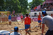 Deutsch: Beachhandball bei den Olympischen Jugendspielen 2018 in Buenos Aires; Tag 7, 13. Oktober 2018; Jungen, Halbfinale – Spanien-Kroatien 2:1 English: Beach handball at the 2018 Summer Youth Olympics in Buenos Aires at 13 October 2018 – Boys Semifinal – Spain-Croatia 2:1 Español: Handball de playa en los Juegos Olimpicos de la Juventud Buenos Aires 2018 en 13 de octubre de 2018 – Semifinales de chicos - España-Croacia 2:1