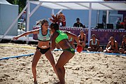 Deutsch: Beachhandball bei den Olympischen Jugendspielen 2018; Tag 4, 10. Oktober 2018; Mädchen, Vorrunde, Gruppe A - Venezuela-Paraguay 1:2 English: Beach handball at the 2018 Summer Youth Olympics at 10 October 2018 – Girls Preliminary Round Group A - Venezuela-Paraguay 1:2