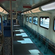 One of Tri-Rail's bicycle cars, renovated to accommodate 14 bicycles per car