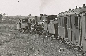 Trein naar Sarajevo bij km 217. Vooraan een JD 189 locomotief, daarachter een JDŽ 73.