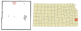 Bourbon County Kansas Incorporated and Unincorporated areas Mapleton Highlighted.svg