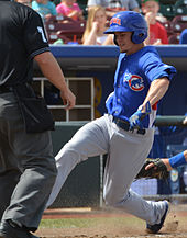 Lillibridge playing for the Iowa Cubs, triple-A affiliates of the Chicago Cubs, in 2013 Brent Lillibridge on April 28, 2013.jpg