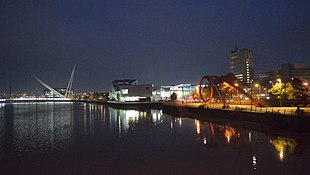 Riverside view at night around the Riverfront Arts Centre