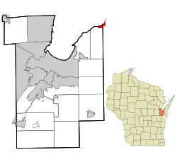 Location in Brown County and the state of Wisconsin.