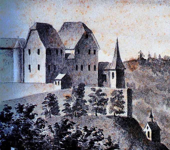 File:Burg Leofels (Ruppertshofen (Ilshofen)), erbaut vor 1250, erweitert 15. Jhdt. unter den Herren von Vellberg, Ansicht von 1806.jpg