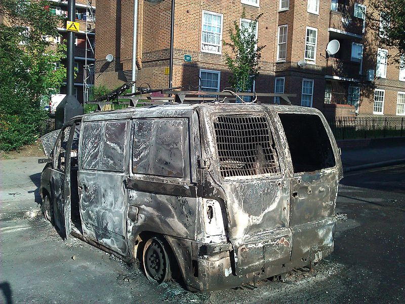 File:Burnt out van, Hackney riots 2011.jpg