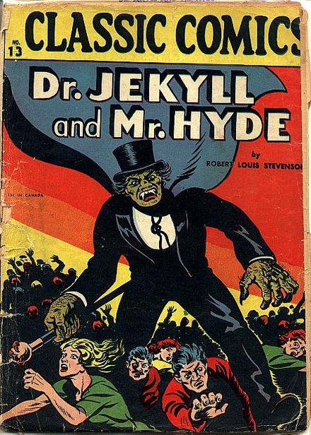 Gilberton Publications' Dr. Jekyll and Mr. Hyde (August 1943), possibly the first full-length comic-book horror story