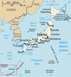 CIA Japan map marked for approx limits of Okinawa Prefecture.gif