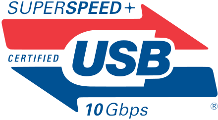 The SuperSpeed+ USB 10Gbit/s packaging logo