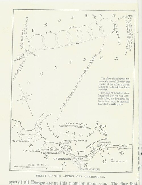 Chart of Battle Between the CSS Alabama and the USS Kearsarge 1864