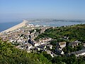 Chesil Beach viewed from the Isle of Portland.