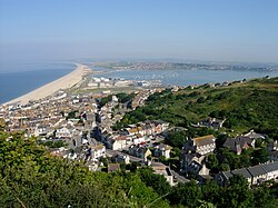 Chesil Beach viewed from the Isle of Portland