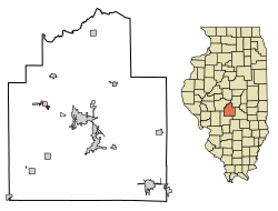 Location of Jeisyville in Christian County, Illinois.