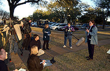 Claire Leger, mother of Canadian Sergeant Marc Leger, speaks to media about the Tarnak Farms incident. Claire Leger speaks to media about the Tarnak Farms incident.jpg