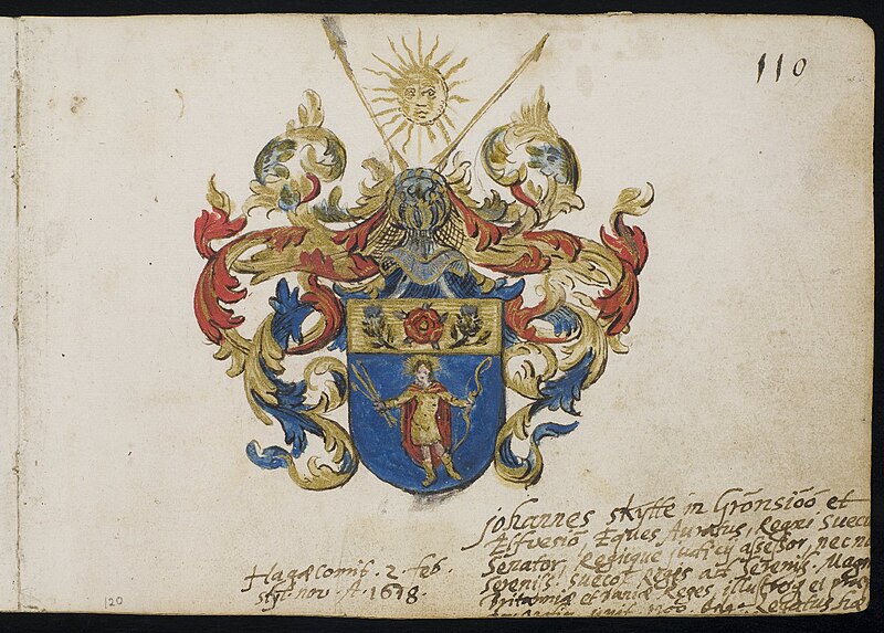File:Coat of arms of Johan Skytte. From the album amicorum of Michael Van Meer.jpg