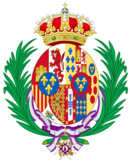 Coat of arms of Maria Mercedes of Bourbon, Countess of Barcelona as consort of the Pretender to the Spanish Throne (1977–2000).png