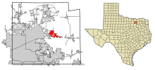 Áreas Incorporadas do Condado de Collin no Texas, Princeton realçado.