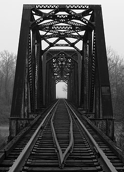 An open-deck railway bridge in Leflore County, Mississippi Columbus and Greenville Railway bridge over Yazoo River.jpg