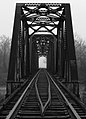 A railway bridge with a rail track in Leflore County, Mississippi