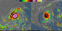 Geographical images of Typhoon Haiyan (superimposed) and Hurricane Katrina (2005) in the Gulf of Mexico for size and cloud top temperature comparison Comparison between Haiyan and Katrina.png