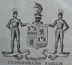 Cunninghame Fairlie of Robertland Cunninghame Fairlie of Robertland coat of arms and supporters. George Robertson 1825.jpg