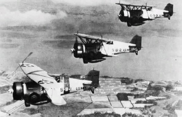 Three BF2C-1s of VB-5 from USS Ranger in 1934.