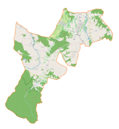 Mapa konturowa gminy Dębowiec, po lewej znajduje się punkt z opisem „Wola Cieklińska”