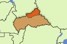 The approximate borders of the Sultanate in 1896, in orange, inside of modern Central African Republic. Dar-al-Kuti.png