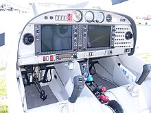 Diamond Star DA40-180 instrument panel showing the Garmin G1000 glass cockpit installation DiamondDA40StarC-GSPBinstrumentpanel.jpg