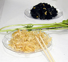 Deodeok muchim, a Korean salad made from C. lanceolata Dudok root and pine nut-c1.jpg