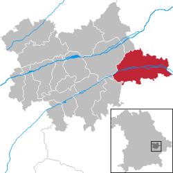 Elhelyezkedése Dingolfing-Landau járás térképén