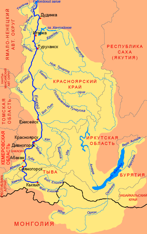 Река сибири приток енисея