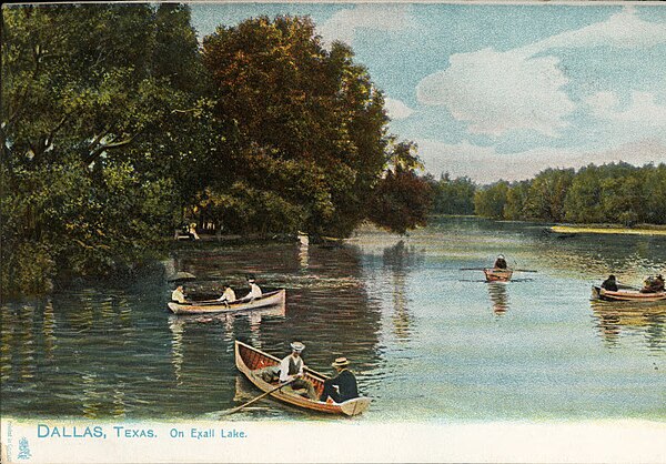 Exall Lake, Dallas, Texas (postcard, c. 1901–1907)