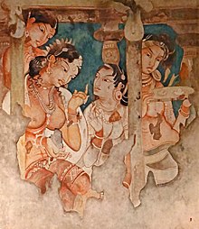 Copy of an Ajanta painting, in Musee Guimet, Paris. Part of a mural probably relating the conversion of Nanda, Cave 1. Exposition Clemenceau, le Tigre et l'Asie (MNAA-Guimet, Paris) (13888446659).jpg