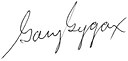 Ernest Gary Gygax – podpis
