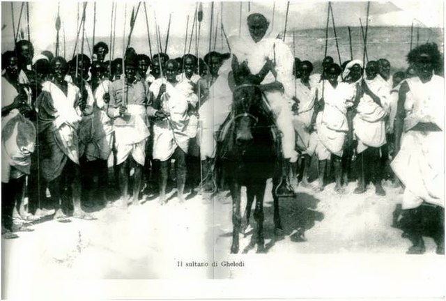 Sultan Osman Ahmed (mounted) and his mamluk soldiers