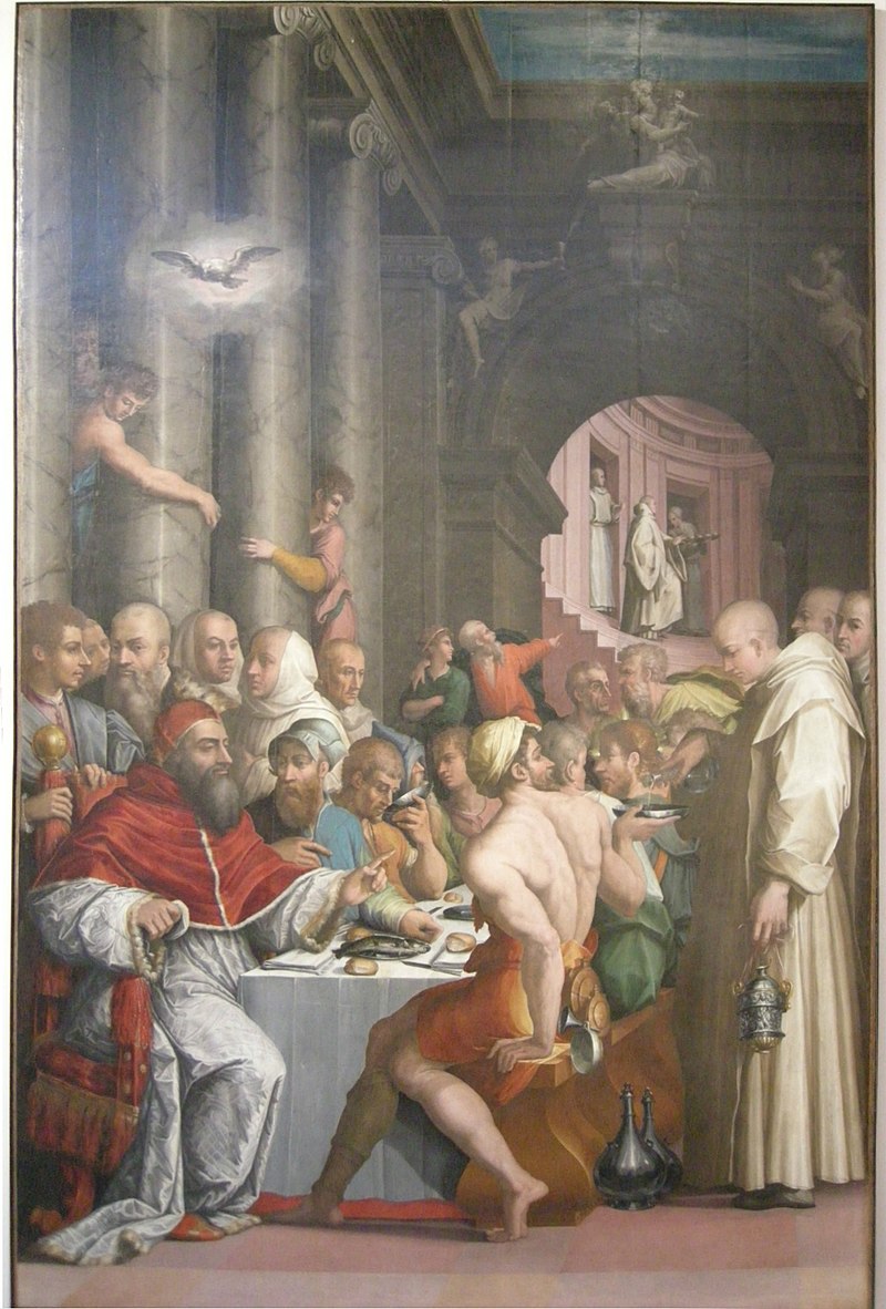 Giorgio vasari, cena di san gregorio magno (clemente VII).JPG