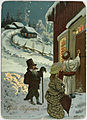 «Godt Nytaar!», norsk nyttårskort med tegning av Andreas Bloch (1860-1917) som viser utkledte barn som går julebukk. Foto: Nasjonalbiblioteket