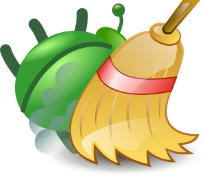 Green bug and broom.svg