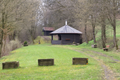 English: Public grill with picnic shelter near Kleinlueder, Grossenlueder, Hesse, Germany