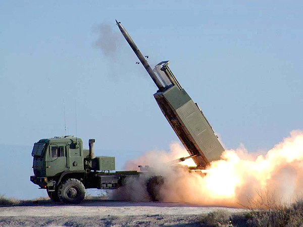 M142 HIMARS launching a GMLRS rocket at the White Sands Missile Range in 2005