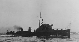 HMS Wizard (1895) As refitted in 1908 with two funnels instead of the original three.. (51105361997).jpg