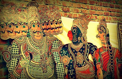 Hanuman and Sita puppets from the tholu bommalata tradition of Andhra Pradesh, India