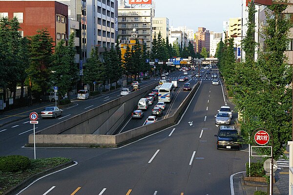 The eastern entrance to the Sendai Nishi Road
