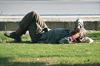 A homeless person in a park in Ahvaz, Iran.