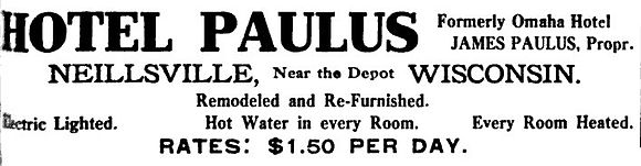 1909 advertisement for the Hotel Paulus Hotel Paulus 1909 advertisement.jpg